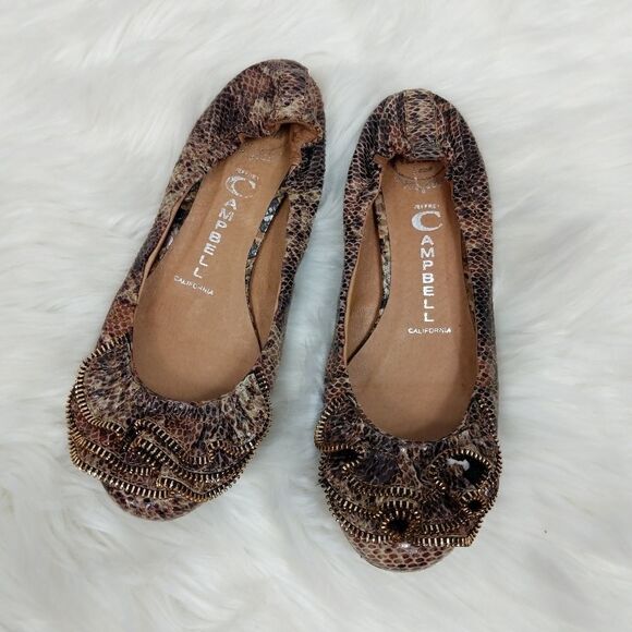 Jeffrey Campbell Flats Brown Python Leather Zipper - Picture 7 of 7